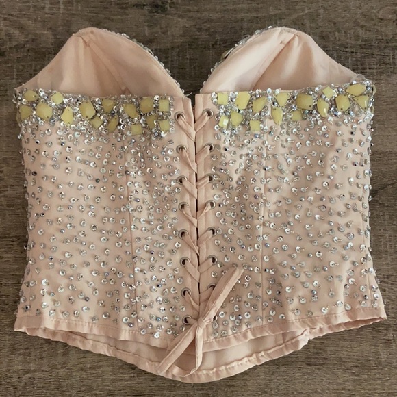 NWOT Terani Couture Beaded Corset Top, Small - Picture 3 of 5